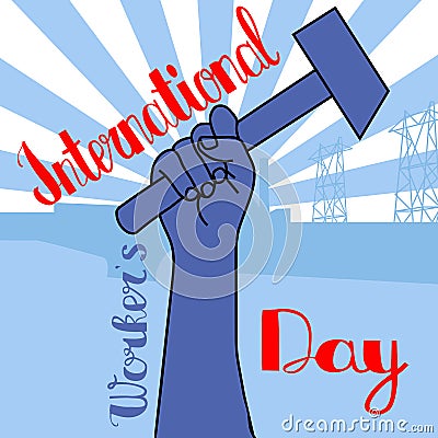 1 may - labour day. vector happy labour day poster or banner Vector Illustration