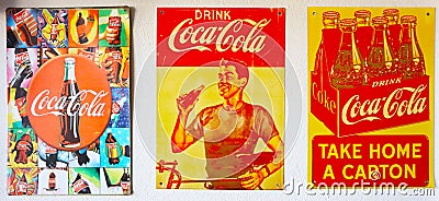 May 18, 2023 - Lamphun, Thailand, antiques, collectibles, hard to find from products Coke or Coca Cola Editorial Stock Photo