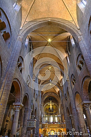 May 2022 Modena, Italy: Interior and details of the Duomo di Modena. Altar of he Duomo. Cathedral of Modena Editorial Stock Photo