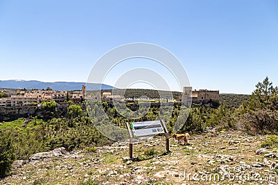 May 2019, Pedraza, Castilla Y Leon, Spain: from Mirador the Tungueras tourists can enjoy the whole view of Pedraza village. Editorial Stock Photo