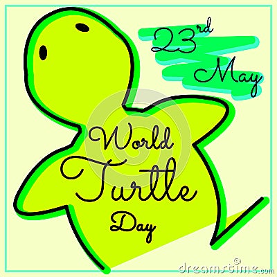 May 23rd. World Turtle Day. logo design in yellow and green tone.vector. illustration. Vector Illustration