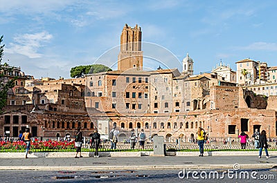 May 23, 2015 Rome, Italy: Ancient Roman palace in Rome Italy in Europe Editorial Stock Photo