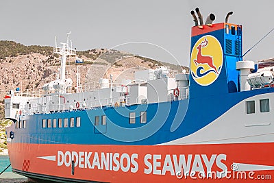 Greek passenger sea ferry ship of Dodekanisos Seaways Editorial Stock Photo