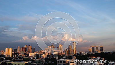 May 13th 2018, Singapore commercial buildings with sunrise shade, view from Orchard road Editorial Stock Photo
