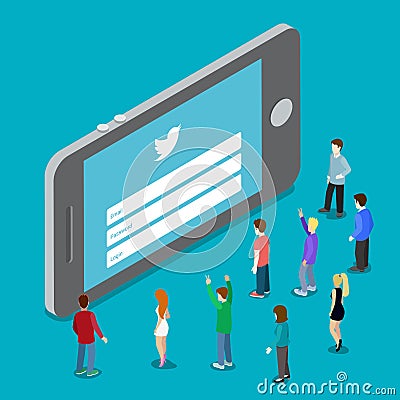 May 8, 1016: Twitter social media mobile applicati Vector Illustration