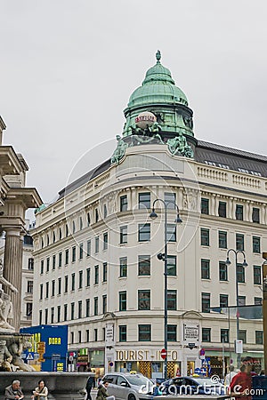 architectual details of buildings of Vienna Mitte. Cloudy springtime day Editorial Stock Photo