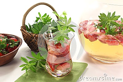 May wine with strawberries and woodruff Stock Photo