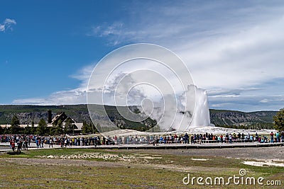 Yellowstone, Wyoming: Crowds of tourists and visit Editorial Stock Photo