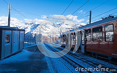 Rotenboden, station before last stop at Gornergrat. Editorial Stock Photo