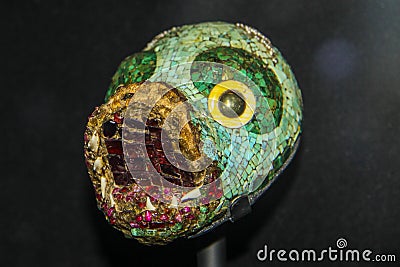 Maya art sculpture of snake head Editorial Stock Photo