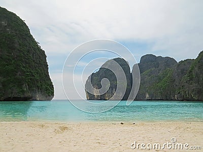 Maya Bay - Beautiful beach in Phi Phi Island, Famous landmark travel Phuket Thailand beach. Tourism destination Asia trips Stock Photo