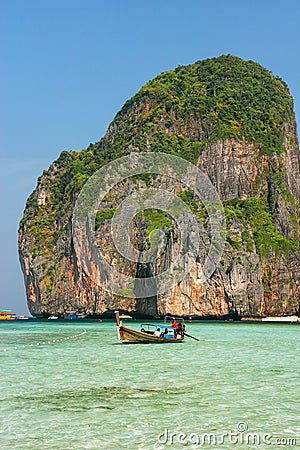 Maya Bay on Phi Phi Leh Island in Krabi Province, Thailand Editorial Stock Photo
