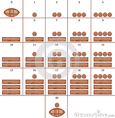 Maya Hieroglyph Numbers Zero to Twenty 0 20 Stock Photo