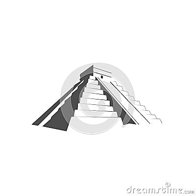 Maya Pyramid , Temple of Kukulkan Mayan pyramid Vector Illustration