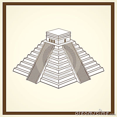 Maya ziggurat postcard Vector Illustration