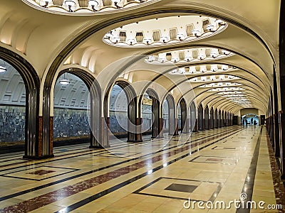 Mayakovskaya metro station in Moscow, Russia Stock Photo