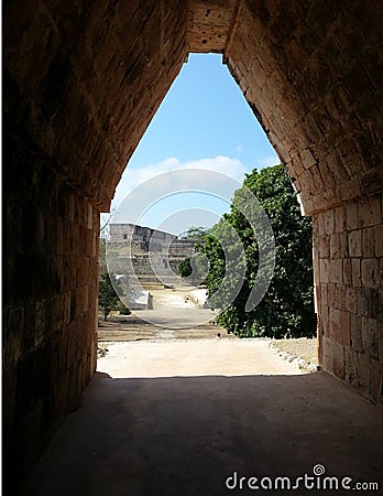 Through the Mayan Arch Stock Photo