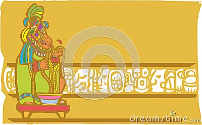 Mayan Bloodletting Sacrifice Vector Illustration