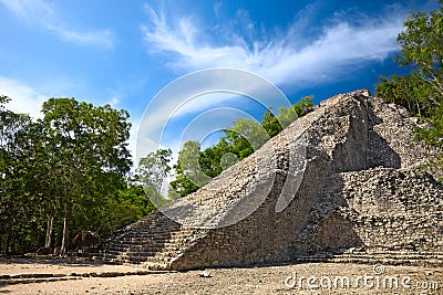 Mayan Nohoch Mul pyramid in Coba Stock Photo