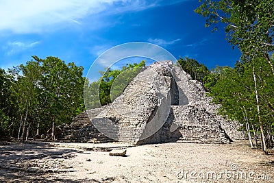 Mayan Nohoch Mul pyramid in Coba Stock Photo