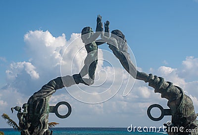 Mayan Portal at Resort Town of Playa del Carmen Quinta Roo Stock Photo