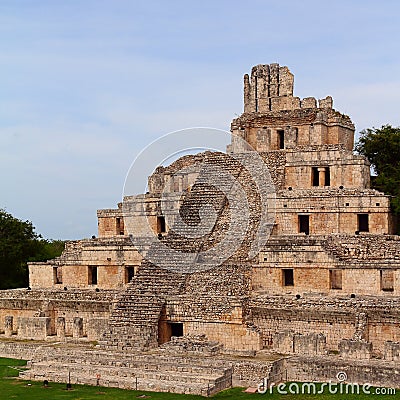 Mayan pyramids in Edzna campeche mexico XLII Editorial Stock Photo