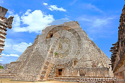 Mayan pyramids in Uxmal yucatan mexico LI Stock Photo