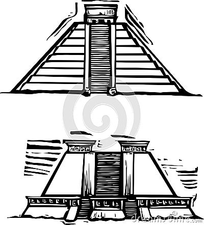 Mayan Pyramids Vector Illustration