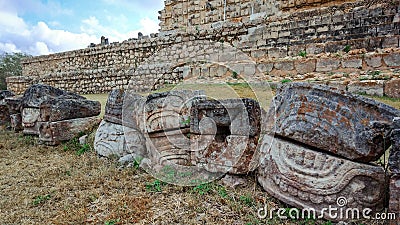 Mayans ruines in the floor Stock Photo