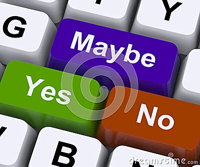 Maybe Yes No Keys Representing Decisions Stock Photo