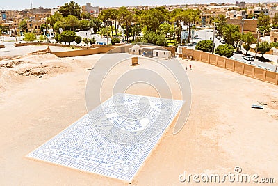 Maybod, Iran - 15th june, 2022: Top view castle yard in ancient city of Maybod. Iran. Property of ancient Persia Editorial Stock Photo