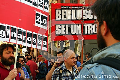 Mayday workers street demonstration, Milan, italy Editorial Stock Photo
