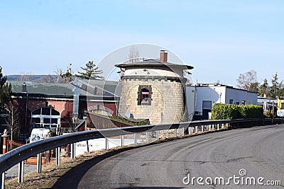 Mayen, Germany - 02 13 2022: Lockhallen Mayne and old railroad tower Editorial Stock Photo