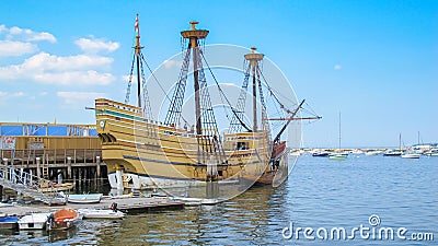 Mayflower replica at Plymouth Rock Editorial Stock Photo