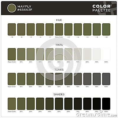 Mayfly / Color Palette Ready for Textile. Hue, Tints, Tones and Shades Guide. Stock Photo