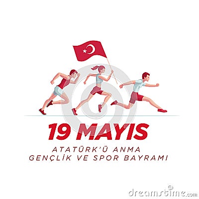 19 mayis Ataturk`u Anma Genclik ve Spor Bayrami Vector Illustration