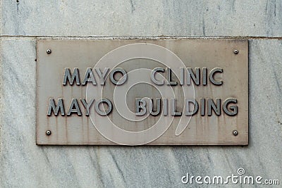 Mayo Clinic and Building Exterior and Trademark Logo Editorial Stock Photo