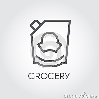 Mayonnaise, ketchup, doypack or mustard icon. Grocery concept line label. Food series. Vector for product store Cartoon Illustration