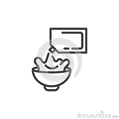 Mayonnaise sauce bowl line icon Vector Illustration