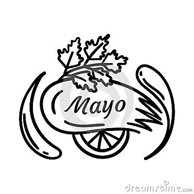 Mayonnaise Typography Sign Thin Line Badge Label. Vector Vector Illustration