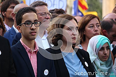 Mayor of Madrid Ada Colau at manifestation against terrorism Editorial Stock Photo