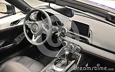 Mazda Car Interior with Navigation Editorial Stock Photo