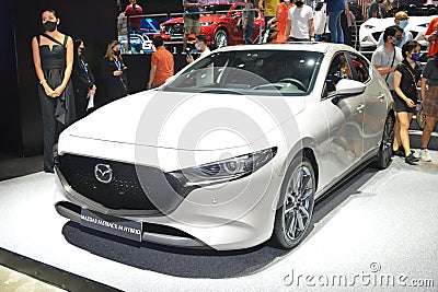 Mazda 3 fastback m hybrid at Philippine International Motor Show in Pasay, Philippines Editorial Stock Photo