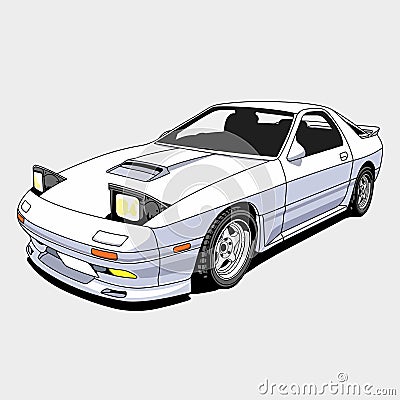 Mazda rx7 fc Cartoon Illustration