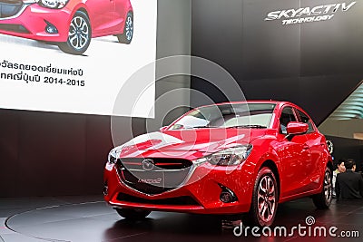 MAZDA 2 SKYACTIV car on world premiere display Editorial Stock Photo