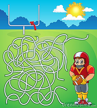 Maze 5 with American football theme Vector Illustration