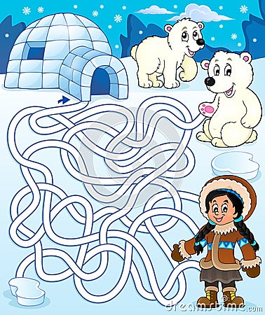 Maze 4 with arctic theme 1 Vector Illustration