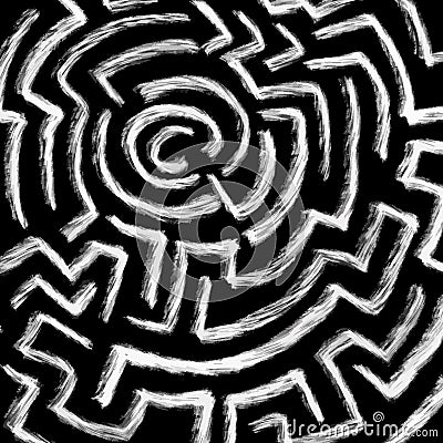 Maze chalk symbol on black Vector Illustration