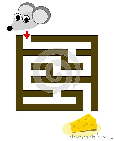 Maze for children with mouse & cheese Stock Photo