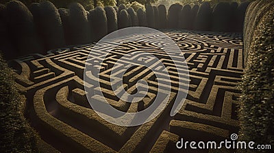 Maze. 3d illustration. Computer generated image. Labyrinth. Cartoon Illustration
